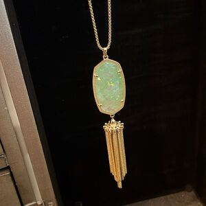Kendra Scott Rayne tassel necklace with Chalcedony pendant.